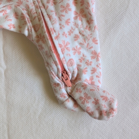 child of mine preemie baby floral cotton 2-way zipper footie sleeper pajamas - Picture 3 of 7